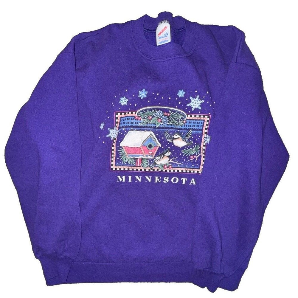 Vintage Minnesota Crewneck Size Large Winter Birds Outdoors Jerzees Tag 90's